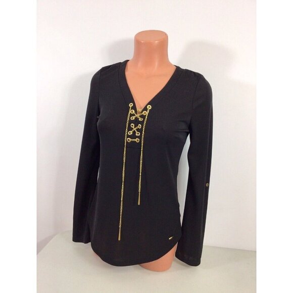 Guess Blouse Gold Chain Womens XS - Picture 1 of 7